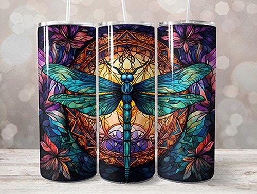 Stained Glass Dragonfly Tumbler- 20oz