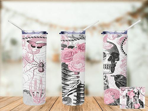 Pink Skull and Spider Tumbler - 20oz