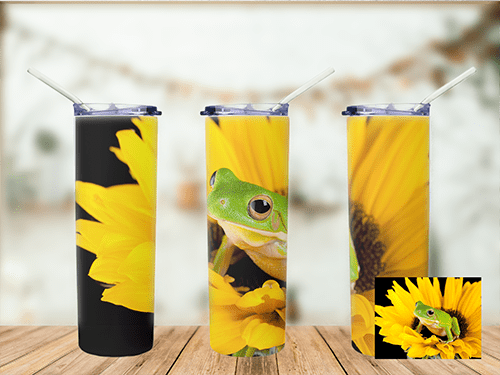 Whites Tree Frog with Sunflower Tumbler- 20oz